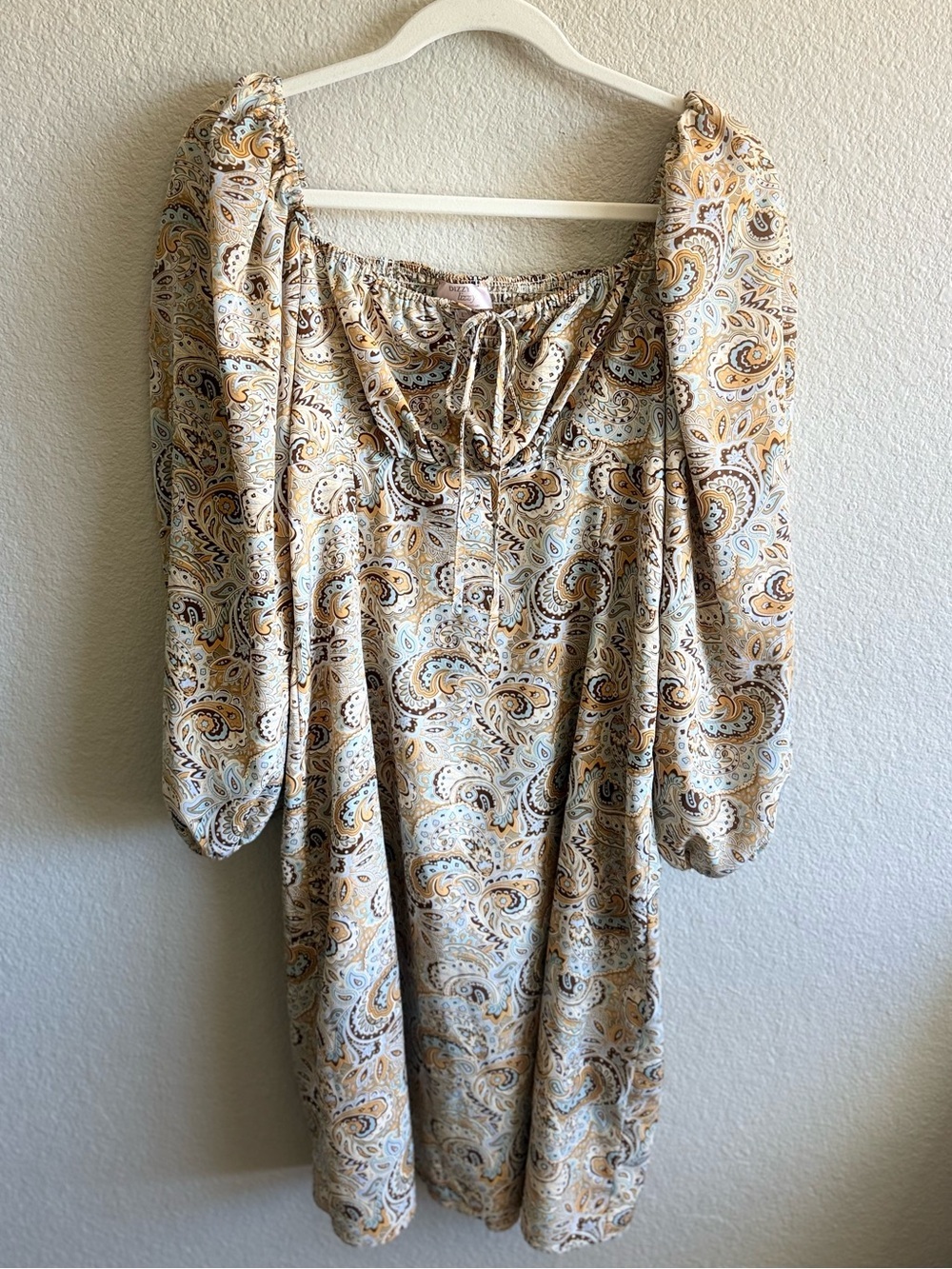 Dizzy Lizzy Long Sleeve Autumn Paisley Midi Dress Flowy Boho Cotton Blend Large